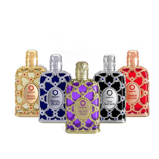 ORIENTICA- Set Mini Luxury Collection Royal Amber, Royal Blue, Velvet Gold, Saffron, Amber Rouge 7.5Ml (5Pcs). UNISEX